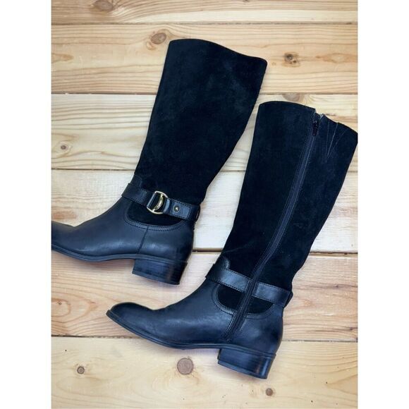 Ralph Lauren Micah Boot Tall Black Leather Knee High Riding Heel Sz 7.5B - Picture 13 of 13